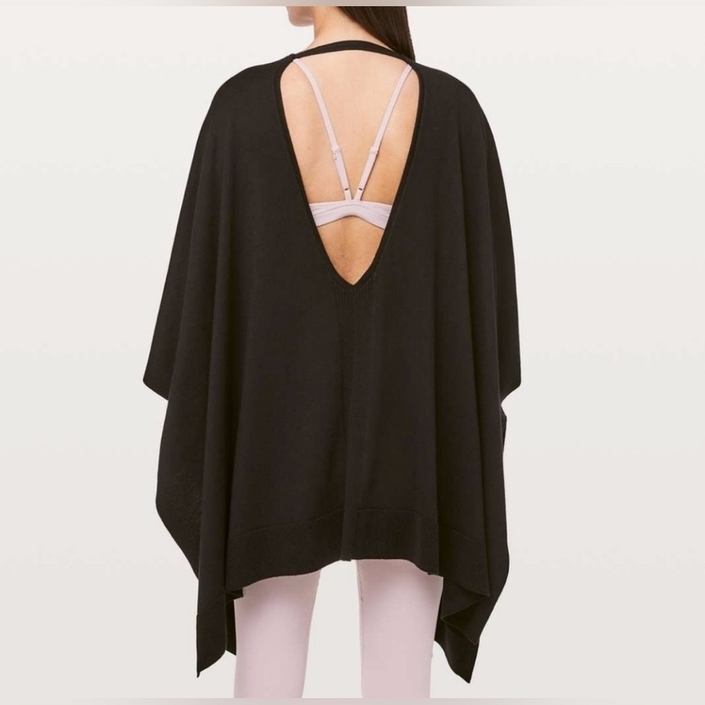 Lululemon Free To Coast Wrap open back black knit cotton silk blend women’s OS‎